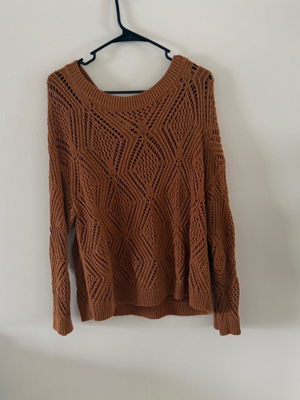 Old Navy Open-Knit Crewneck Sweater in Rust